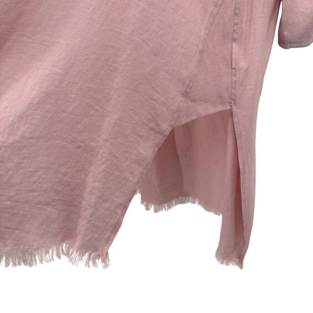 Umgee Side Split 3/4 Sleeves Round Neck Raw Edge Hem‎ Top Pink Size Small NWT - Picture 5 of 9